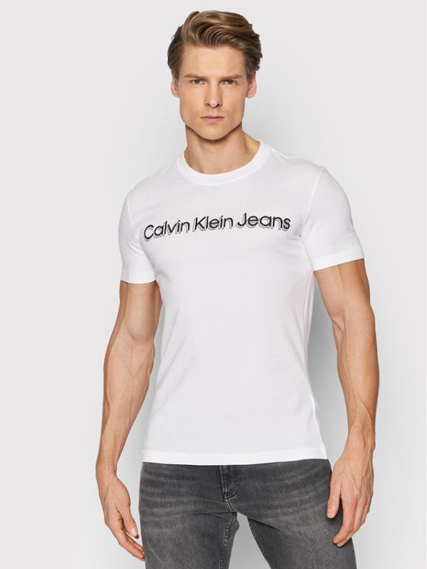 Calvin Klein Jeans Calvin Klein Jeans Тишърт J30J319714 Бял Slim Fit
