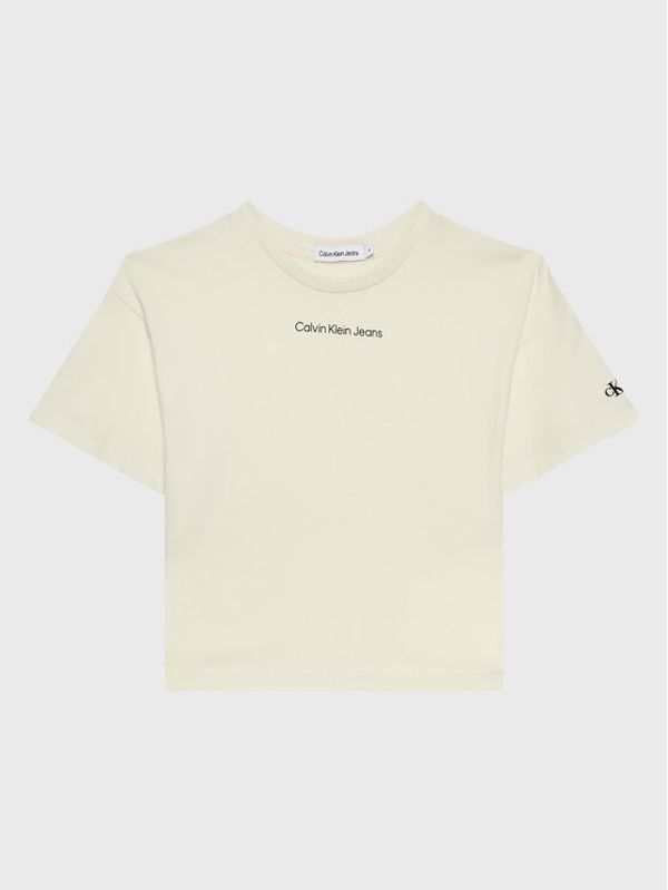 Calvin Klein Jeans Calvin Klein Jeans Тишърт Logo IG0IG01536 Екрю Boxy Fit