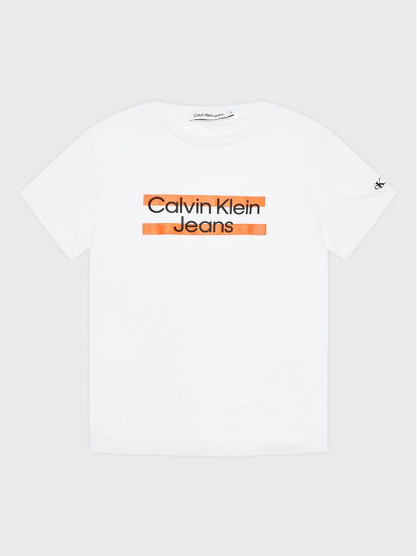 Calvin Klein Jeans Calvin Klein Jeans Тишърт Maxi Block Logo IB0IB01647 Бял Regular Fit