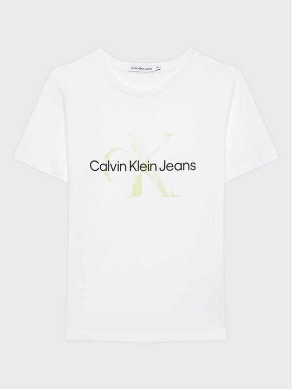Calvin Klein Jeans Calvin Klein Jeans Тишърт Monogram Print Logo IU0IU00395 Бял Regular Fit