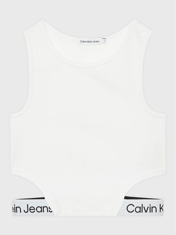 Calvin Klein Jeans Calvin Klein Jeans топ Logo Tape IG0IG01950 Бял Slim Fit