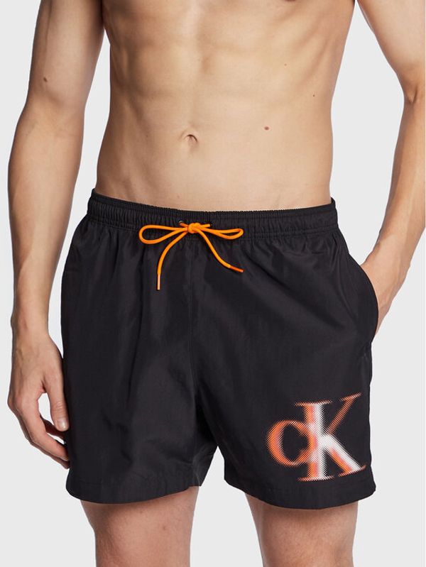 Calvin Klein Swimwear Calvin Klein Swimwear Плувни шорти Medium Drawstring Graphic KM0KM00800 Черен Regular Fit