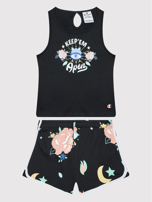 Champion Champion Комплект топ и панталонки 404398 Черен Regular Fit