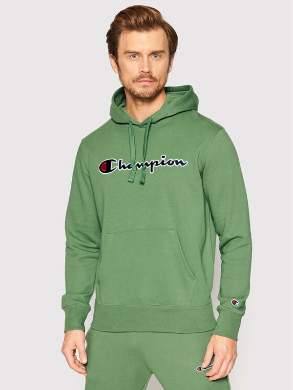 Champion Champion Суитшърт Embroidered Script Logo 217060 Зелен Custom Fit