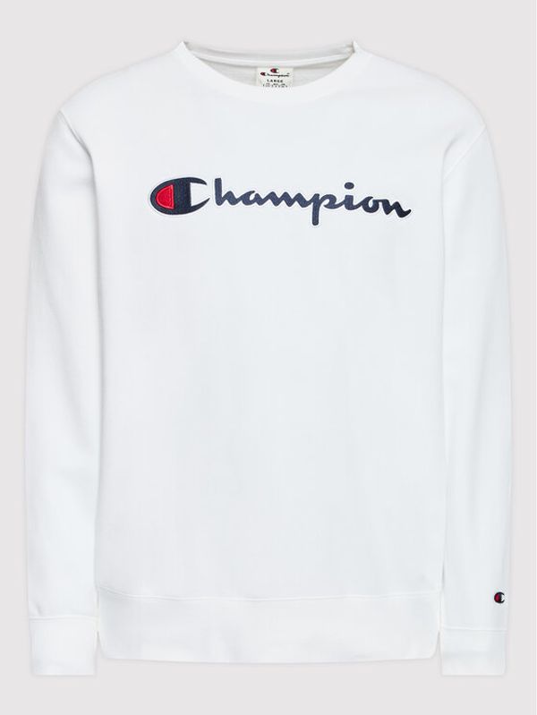 Champion Champion Суитшърт Embroidered Script Logo 217061 Бял Comfort Fit