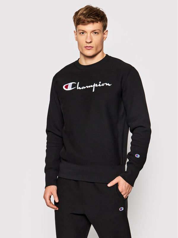 Champion Champion Суитшърт Embroidered Script Logo Reverse Weave 216539 Черен Regular Fit