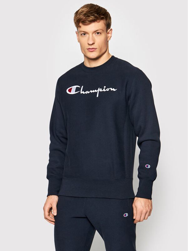 Champion Champion Суитшърт Embroidered Script Logo Reverse Weave 216539 Тъмносин Regular Fit