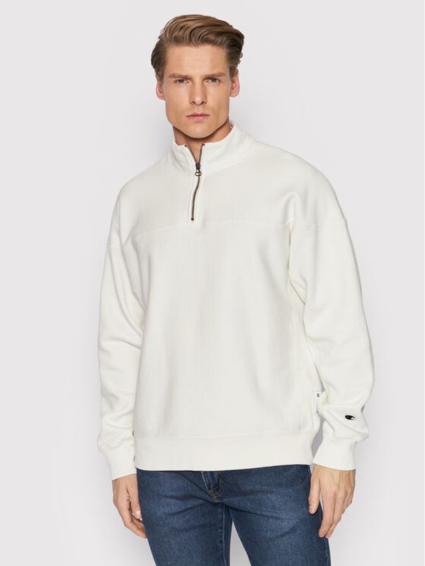 Champion Champion Суитшърт Half Zip-Up 216629 Бял Oversize