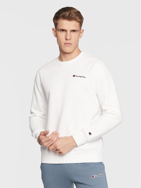 Champion Champion Суитшърт Small Script Logo Embroidery 217863 Бял Comfort Fit