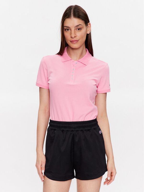 Champion Champion Тениска с яка и копчета 114918 Розов Regular Fit