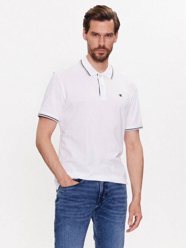 Champion Champion Тениска с яка и копчета 218755 Бял Regular Fit