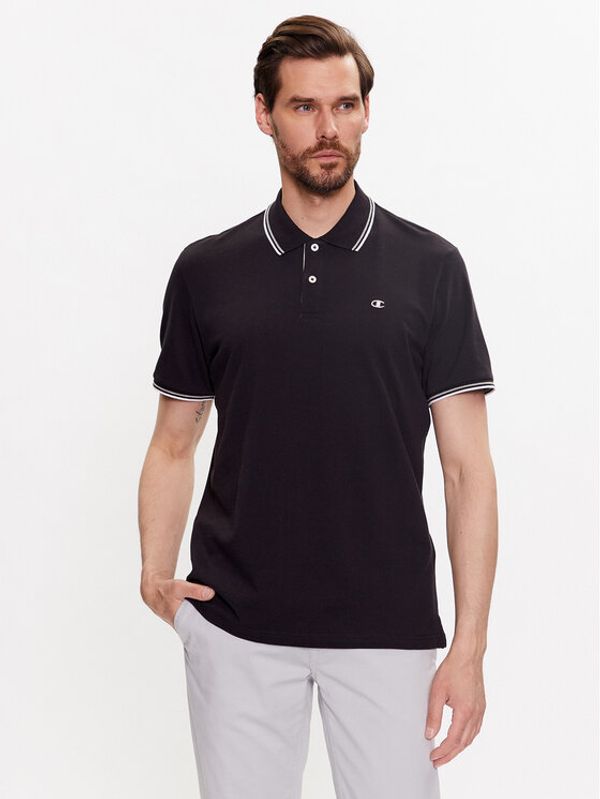 Champion Champion Тениска с яка и копчета 218755 Черен Regular Fit