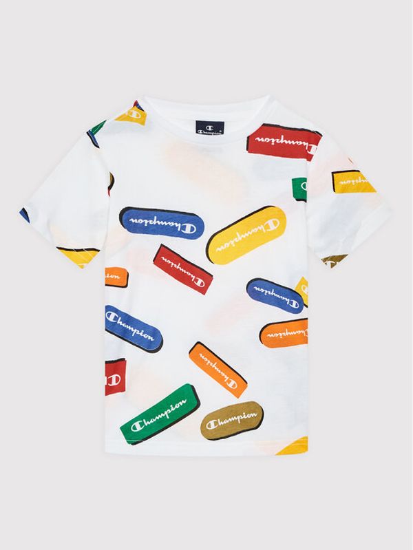 Champion Champion Тишърт All-Over Graphic 305913 Бял Regular Fit