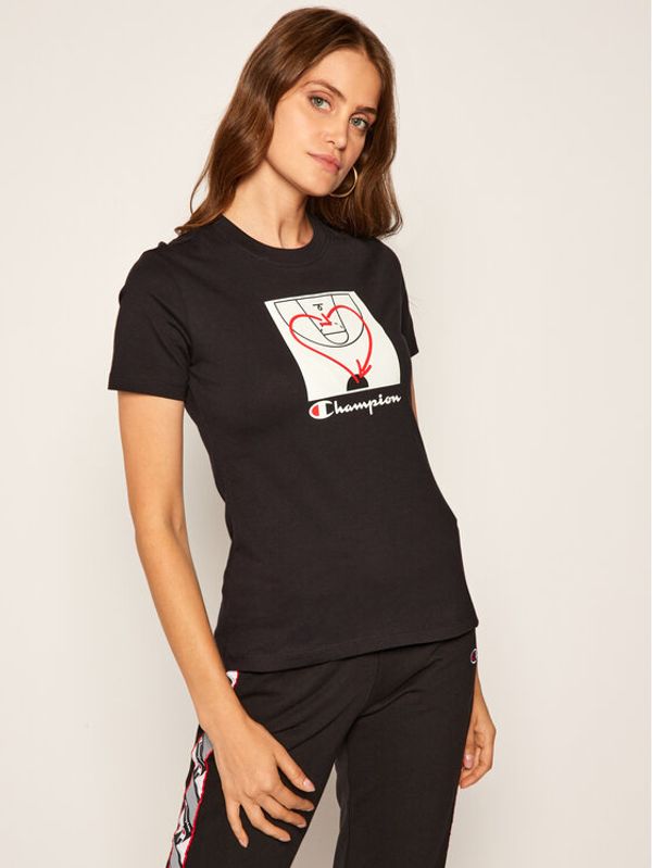 Champion Champion Тишърт Basketball Logo Digital Print 112965 Черен Custom Fit
