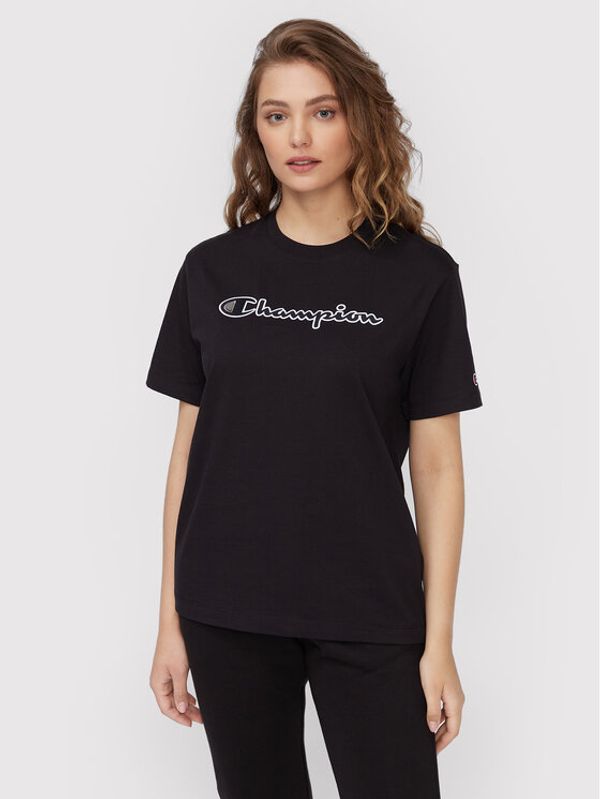 Champion Champion Тишърт Big Script Logo 115496 Черен Relaxed Fit