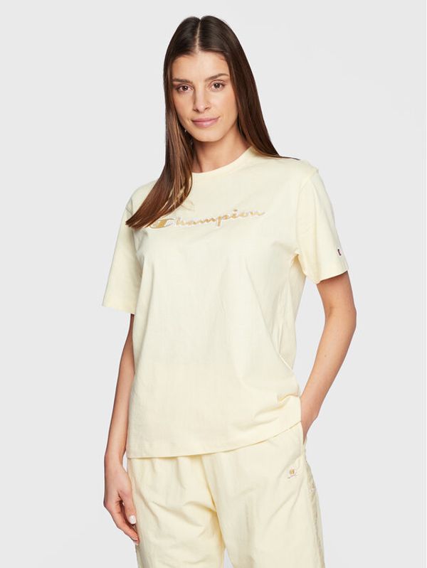 Champion Champion Тишърт Big Script Logo 115496 Жълт Regular Fit