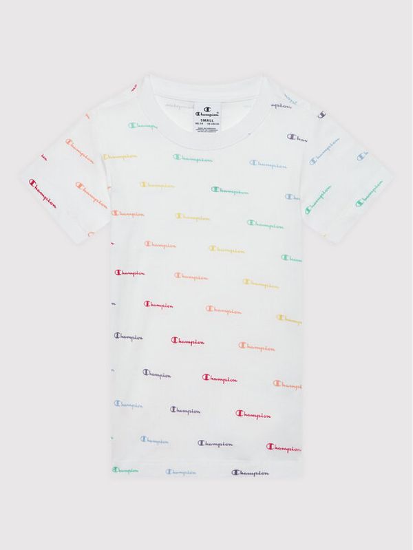 Champion Champion Тишърт Contrast Stript Logo 404312 Бял Regular Fit