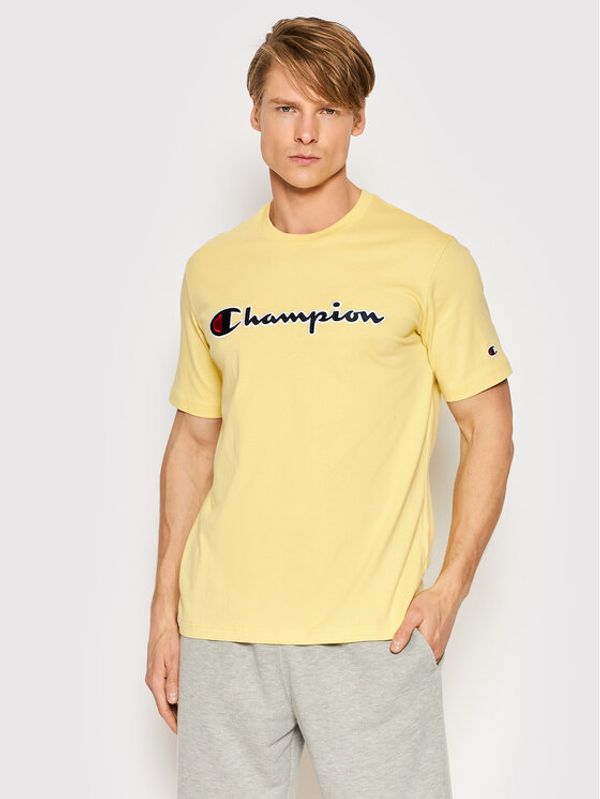 Champion Champion Тишърт Embroidered 217814 Жълт Regular Fit