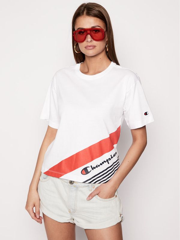 Champion Champion Тишърт Print 112765 Бял Regular Fit