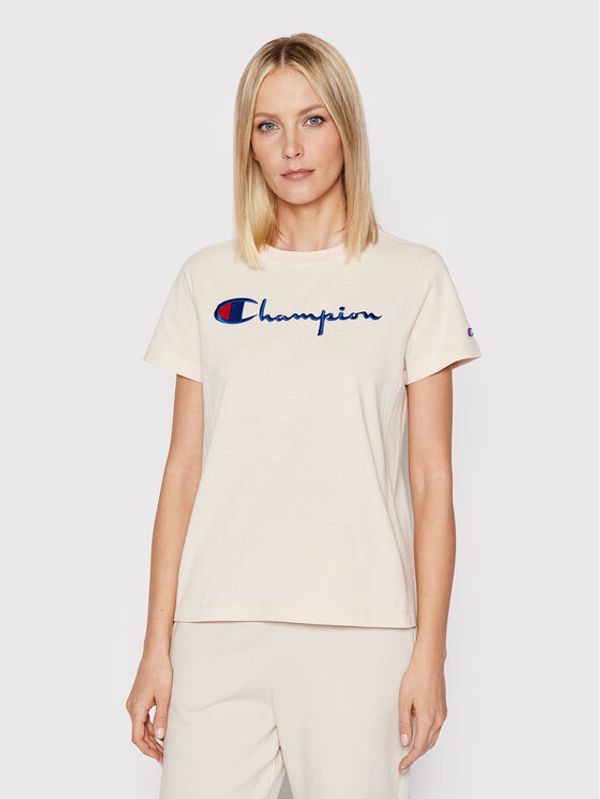 Champion Champion Тишърт Script Logo 110992 Бежов Heritage Fit