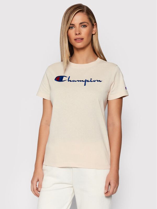 Champion Champion Тишърт Script Logo 110992 Бежов Heritage Fit