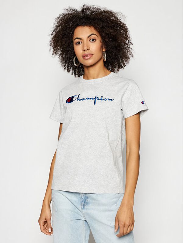 Champion Champion Тишърт Script Logo 110992 Сив Heritage Fit