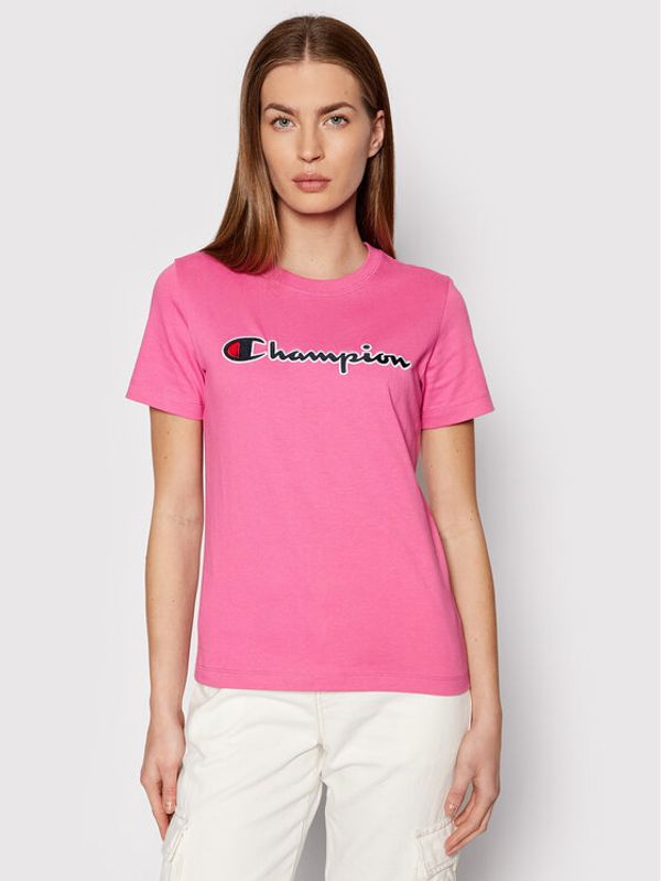 Champion Champion Тишърт Script Logo 114472 PS158 Розов Regular Fit
