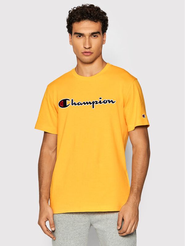 Champion Champion Тишърт Script Logo 216473 Жълт Comfort Fit