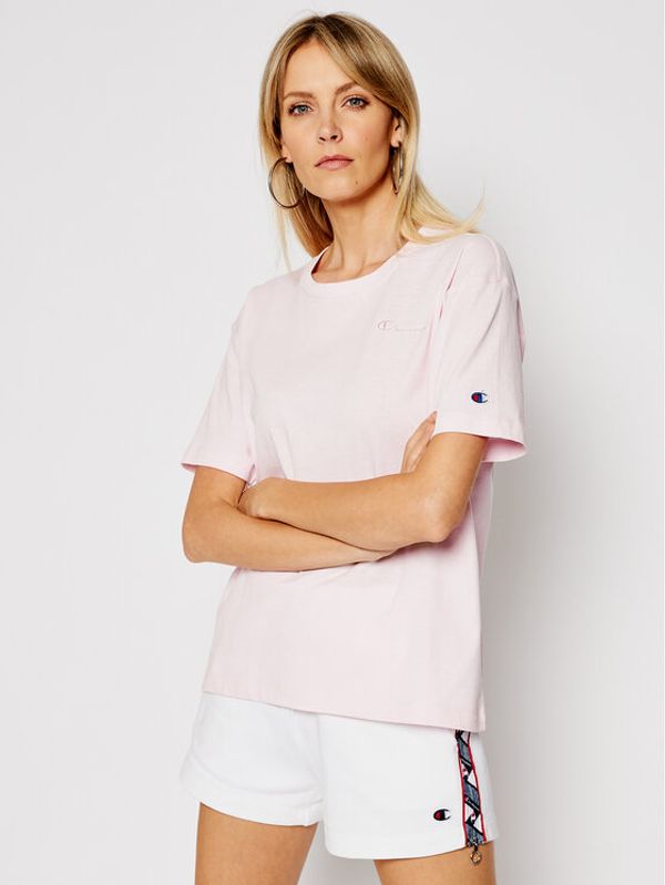 Champion Champion Тишърт Script Logo Embroidery 112732 Розов Oversize