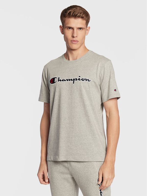 Champion Champion Тишърт Script Logo Embroidery 218007 Сив Comfort Fit