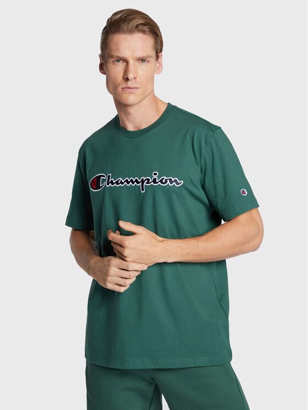 Champion Champion Тишърт Script Logo Embroidery 218007 Зелен Comfort Fit
