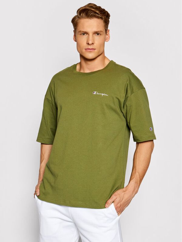 Champion Champion Тишърт Small Script Logo 214282 Зелен Custom Fit