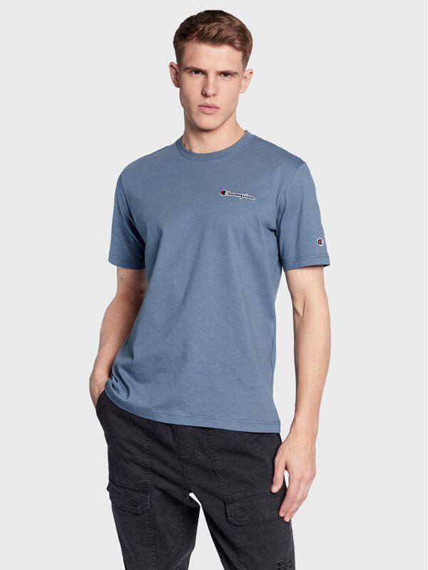 Champion Champion Тишърт Small Script Logo Embroidery 218006 Син Comfort Fit