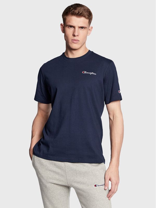 Champion Champion Тишърт Small Script Logo Embroidery 218006 Тъмносин Comfort Fit