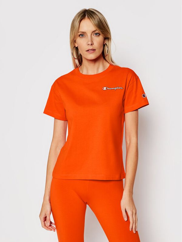 Champion Champion Тишърт Small Vintage Script Logo 113090 Оранжев Custom Fit