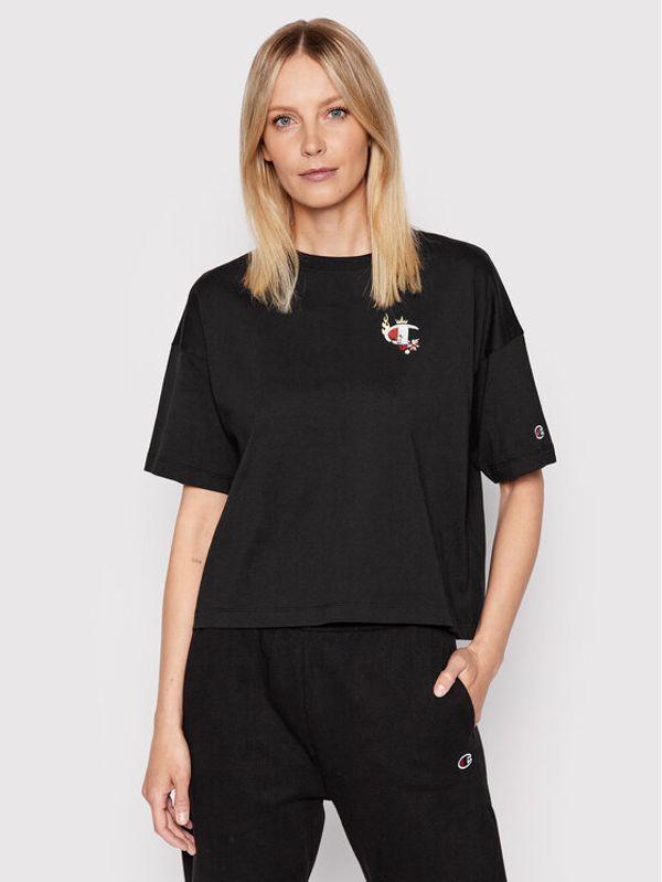 Champion Champion Тишърт Stitched With Love 115044 Черен Boxy Fit