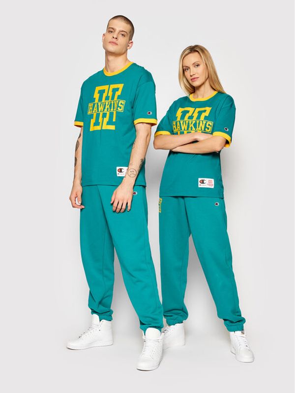 Champion Champion Тишърт Unisex STRANGER THINGS Hawkins 217756 Зелен Custom Fit