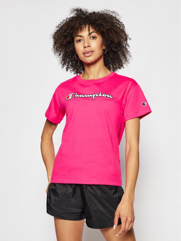 Champion Champion Тишърт Vintage Script Logo Crew Neck 112650 Розов Custom Fit