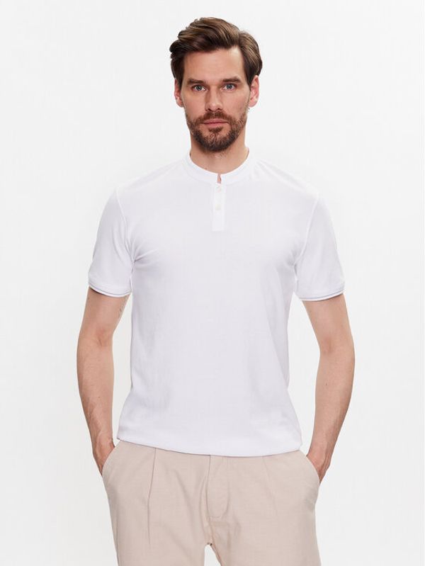 CINQUE CINQUE Тениска с яка и копчета Cilano 2935 Бял Shaped Fit