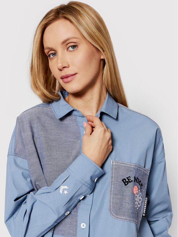 Converse Converse Риза Color-Blocked 10022971-A02 Син Oversize