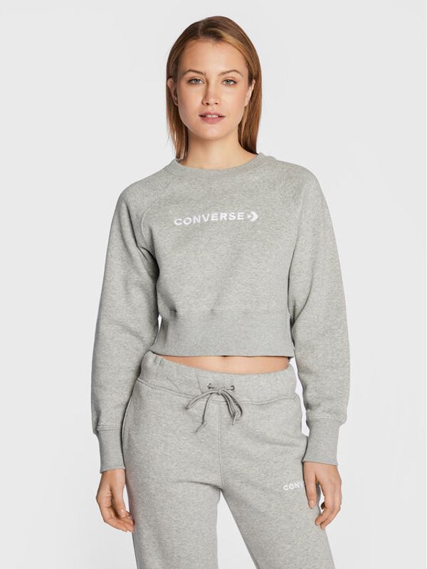 Converse Converse Суитшърт Wordmark 10023716-A02 Сив Regular Fit