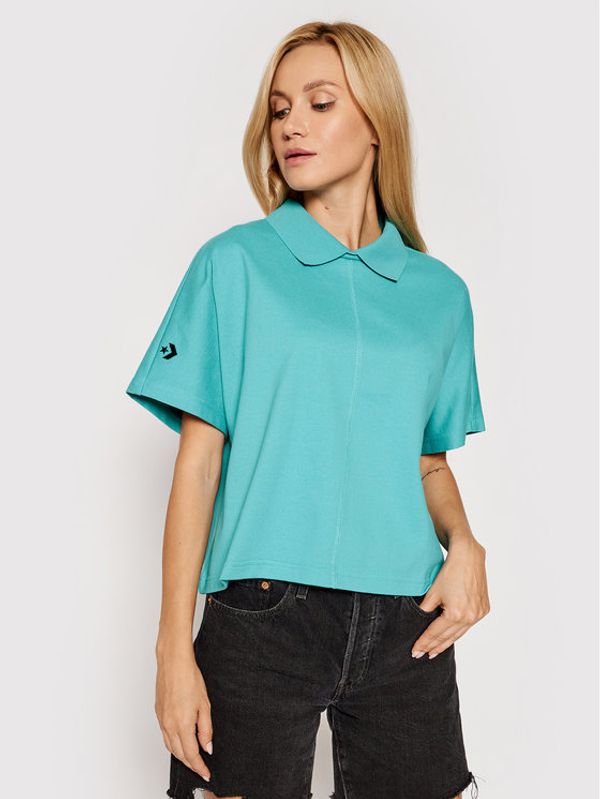 Converse Converse Тениска с яка и копчета Unisex Shapes Wide 10021531-A02 Син Oversize