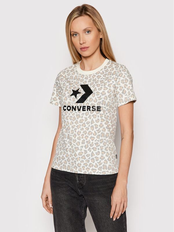 Converse Converse Тишърт Center Front Star Chevron Leopard 10022364-A01 Бежов Regular Fit