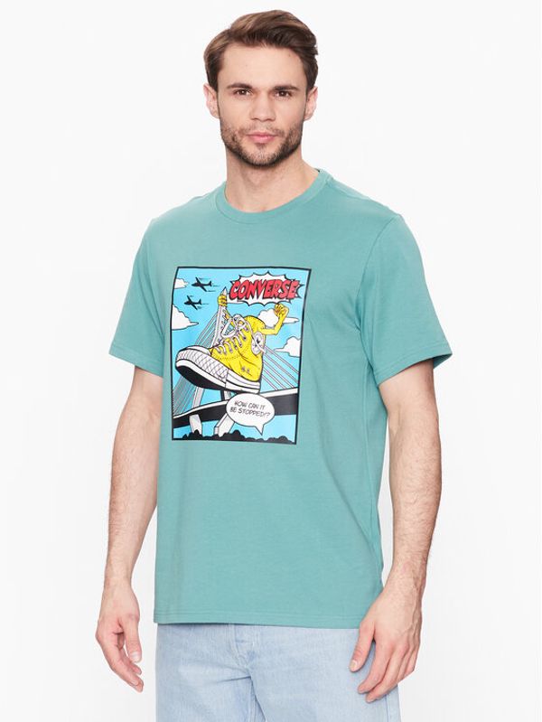 Converse Converse Тишърт Comic 10025060-A01 Зелен Standard Fit