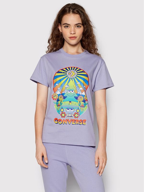 Converse Converse Тишърт Nature Party Graphic 10024245-A04 Виолетов Standard Fit