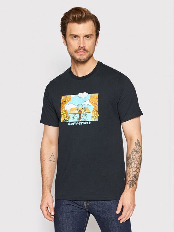 Converse Converse Тишърт Overgrown Hoops 10023257-A01 Черен Standard Fit