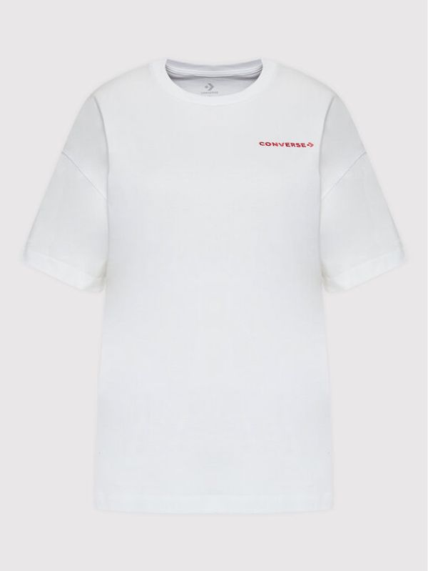 Converse Converse Тишърт Strawberry 10023938-A02 Бял Relaxed Fit