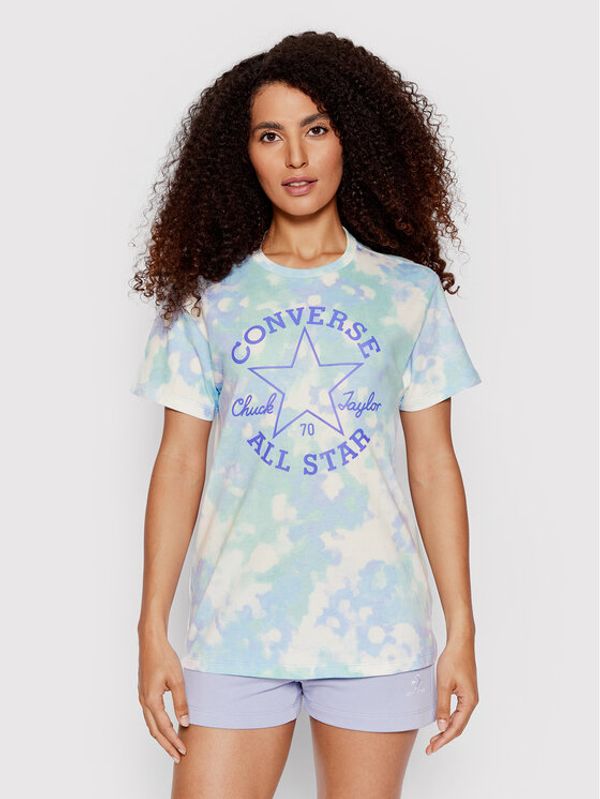 Converse Converse Тишърт Washed Floral Patch 10023208-A03 Син Loose Fit
