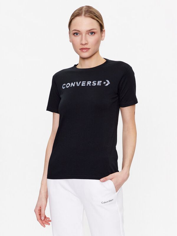 Converse Converse Тишърт Wordmark 10024545-A03 Черен Slim Fit