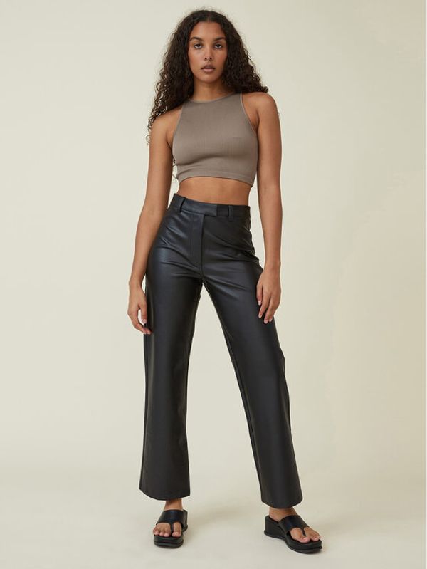 Cotton On Cotton On Панталони от имитация на кожа 2054453 Черен Relaxed Fit